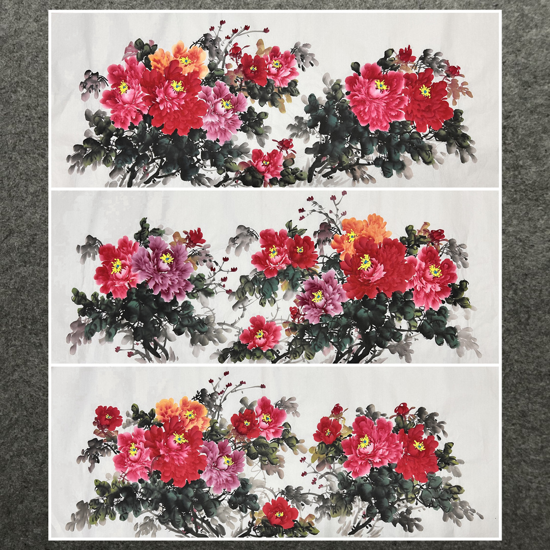 8墨锦轩高端客厅装饰国画花鸟画字画纯手绘小六尺牡丹花开富贵01