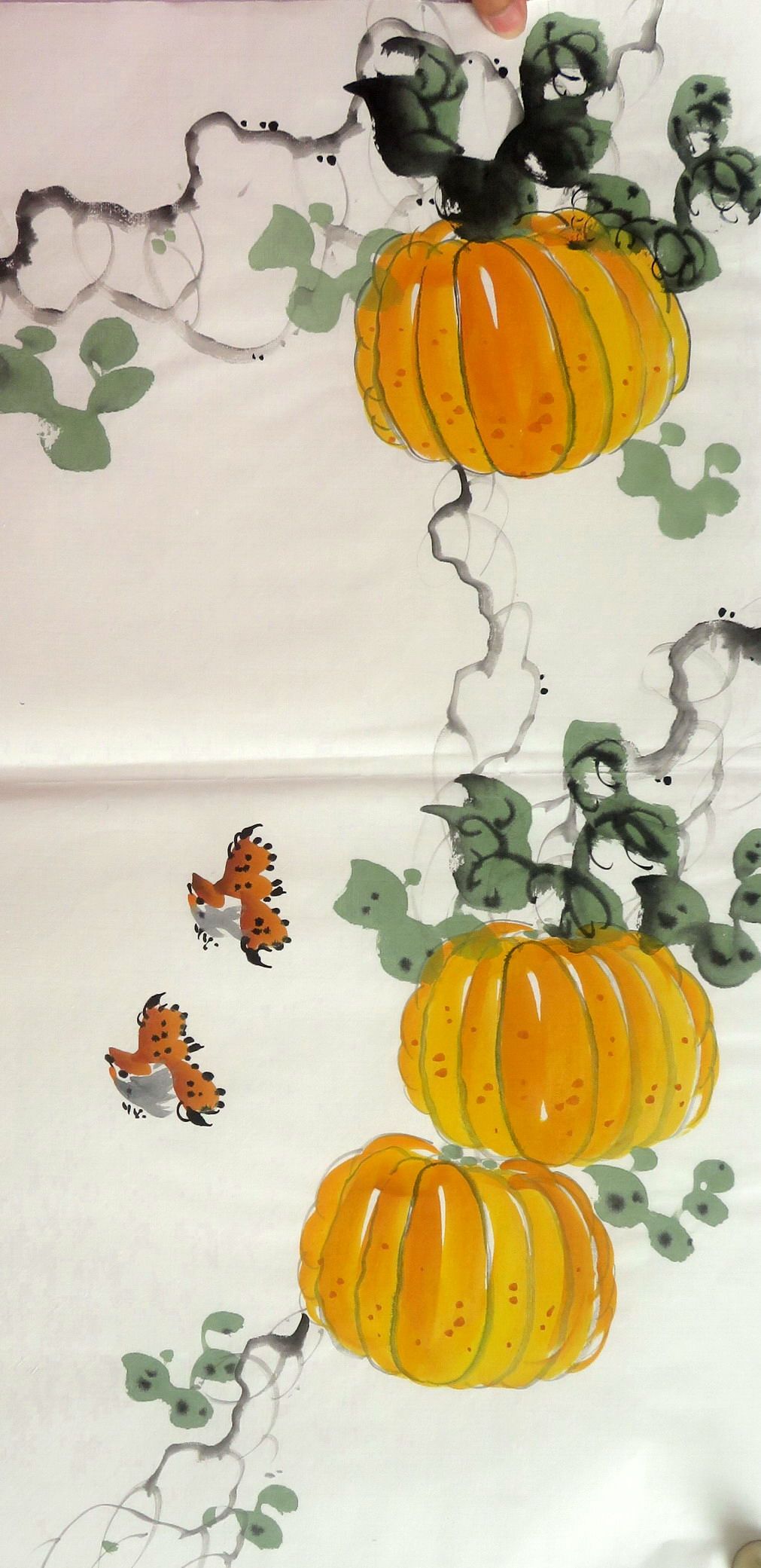 8墨锦轩特价精美装饰国画纯手绘花鸟挂画四尺四开南瓜 丰收图24