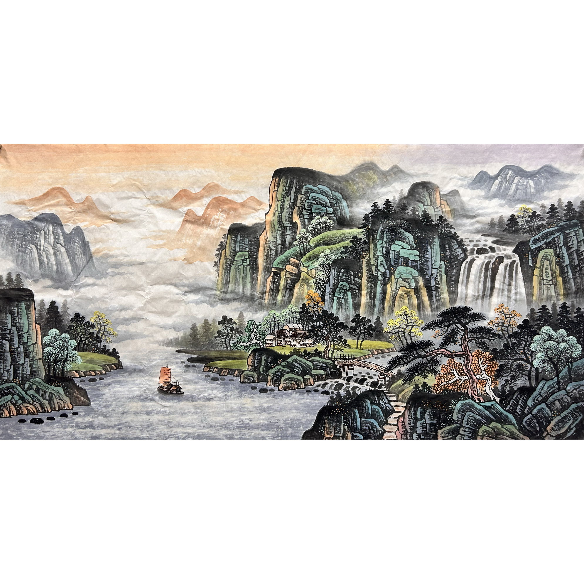 8墨锦轩中堂精品国画批发纯手绘四尺山水画宣纸字画AH5100506-10