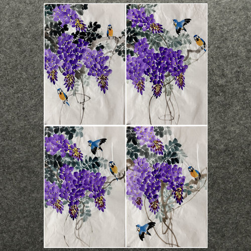 纯手绘花鸟画8墨锦轩国画餐厅