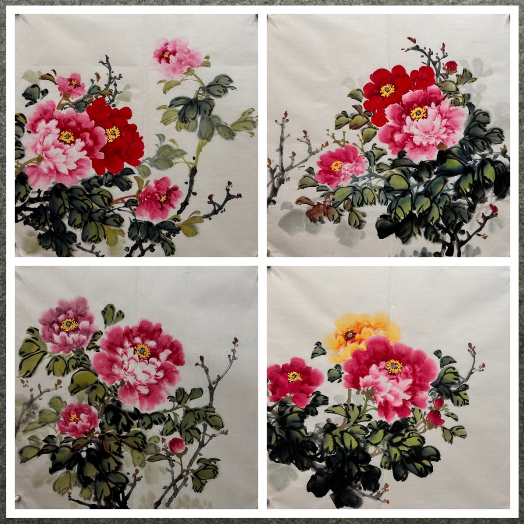 8墨锦轩国画批发花鸟纯手绘四尺斗方牡丹花开富贵AX2072501-12