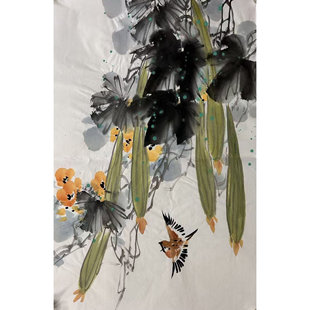 68X45厘米中堂裝 飾國畫純手繪花鳥蔬菜四尺三開絲瓜AM5091537