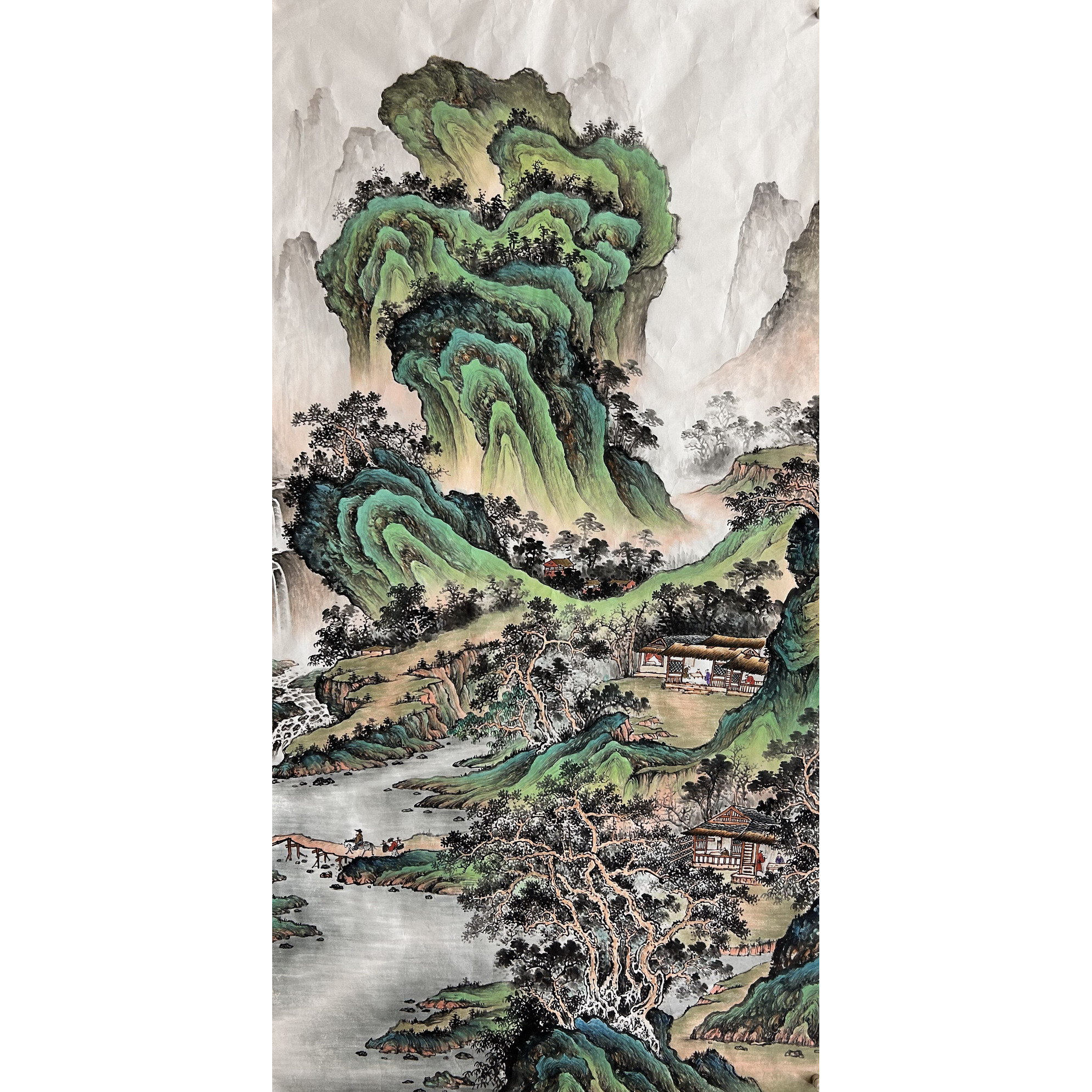 8墨锦轩中堂精品酒店国画纯手绘仿古字画四尺山水画AH5070501-2