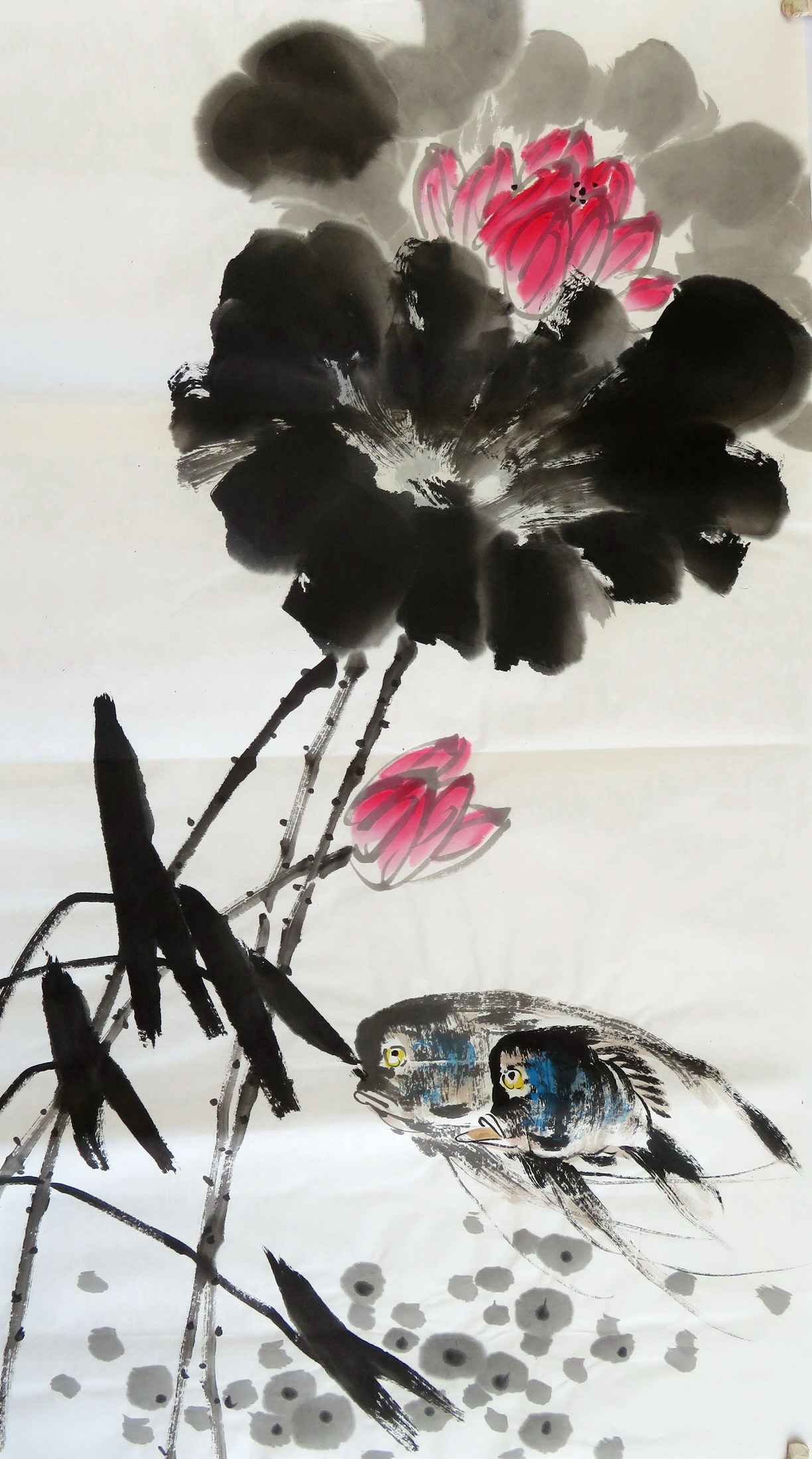 8墨锦轩竖幅特价国画精美中堂写意花鸟纯手绘三尺荷花 荷塘清趣15