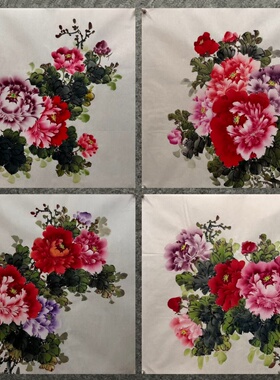 精品装饰国画批发纯手绘花鸟画四尺斗方牡丹花开富贵AK4111661-90