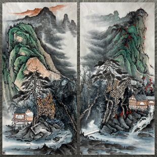 8墨锦轩中堂居家装饰国画纯手绘三尺山水画福地雅居AC6060511-20