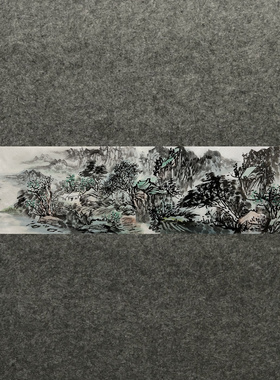 136X34CM条幅装饰国画纯手绘四尺对开山水画 峡江AD5050801-30