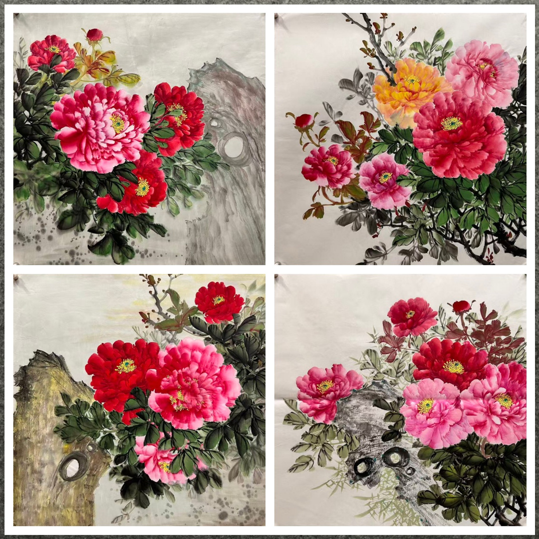 8墨锦轩精品国画花鸟画纯手绘四尺斗方牡丹花开富贵AP4050101-20