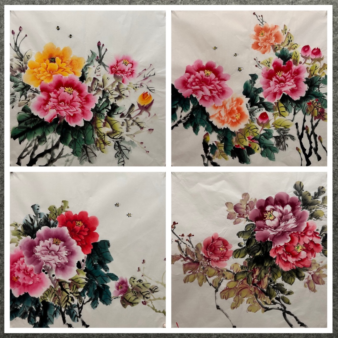 68X68厘米国画批发花鸟纯手绘四尺斗方牡丹花开富贵AC3090301-20