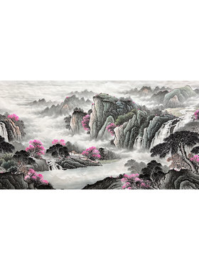 8墨锦轩国画客厅纯手绘小八尺山水画聚宝盆福地雅居AF6013001-5