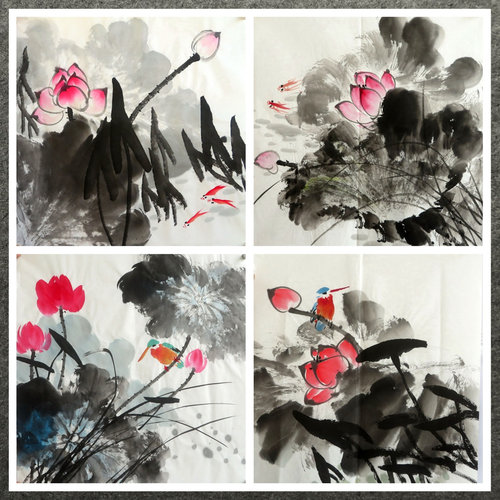 纯手工绘画国画8墨锦轩花鸟画
