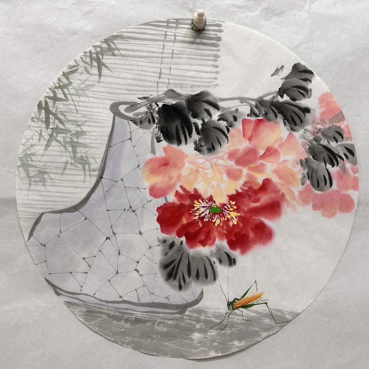 8墨锦轩玄关装饰字画国画纯手绘酒店圆形花鸟画AT50701231-244图片