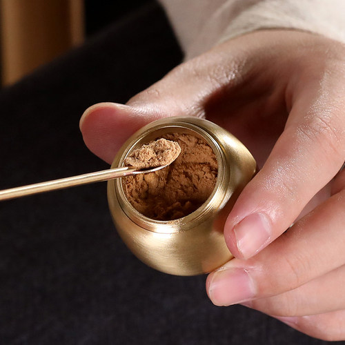 黄铜香粉罐家用室内沉香檀香打香篆工具仿古密封瓶禅意茶道茶叶罐