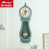 装 饰摆钟新中式 饰时钟现代家用石英钟 实木创意挂钟客厅轻奢装 欧式