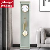 枫叶钟表家用轻奢实木落地钟客厅创意简约座钟现代装 饰石英钟摆件