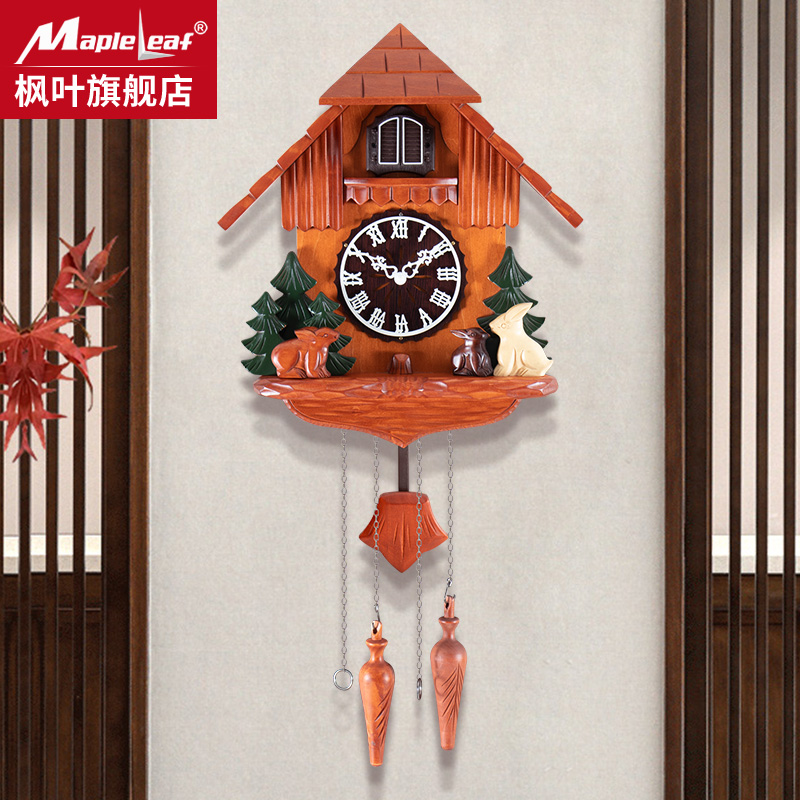 布谷鸟实木报时挂钟创意个性