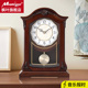 实木钟表座钟客厅报时复古装 饰静音摆钟创意时钟大号台钟摆件