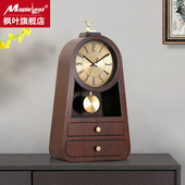 新中式 轻奢实木座钟客厅简约大号台钟家用静音时钟创意石英钟摆件