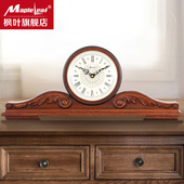 枫叶钟表高端创意家用复古台钟实木报时座钟客厅简约装 饰时钟摆件