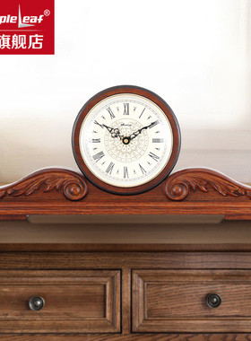 枫叶钟表高端创意家用复古台钟实木报时座钟客厅简约装饰时钟摆件