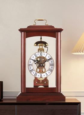 枫叶钟表家用实木机械座钟创意简约台钟客厅桌面轻奢艺术装饰摆件