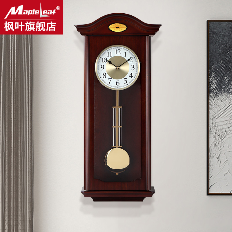 音乐报时走时精准客厅实木挂钟