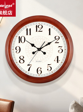 新中式简约钟表圆形静音扫秒机芯欧式客厅时钟家用创意装饰石英钟