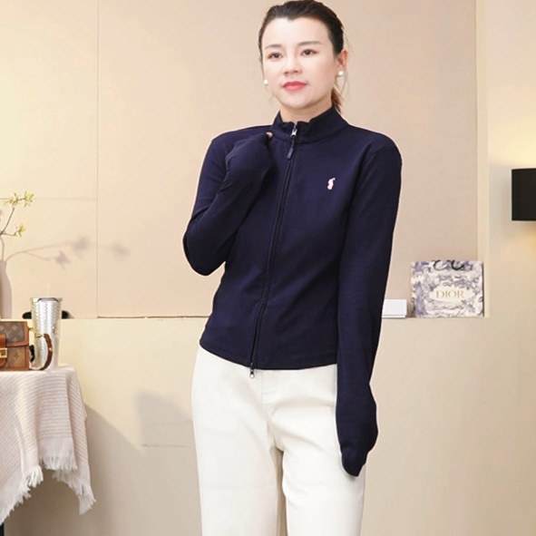 收腰显瘦轻奢运动品牌刺绣女士运动休闲卫衣开衫修身外套#825109