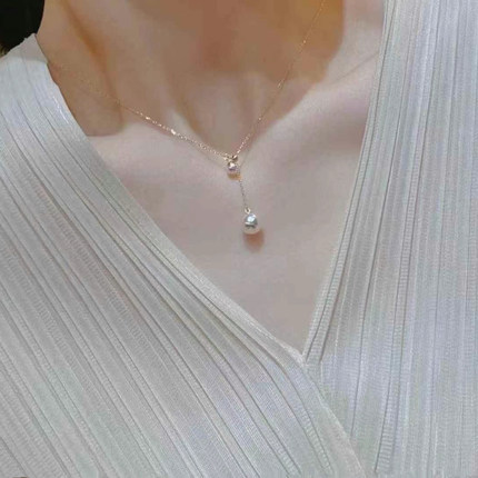 双珠珍珠项链  正圆强光微瑕9-10加7-8