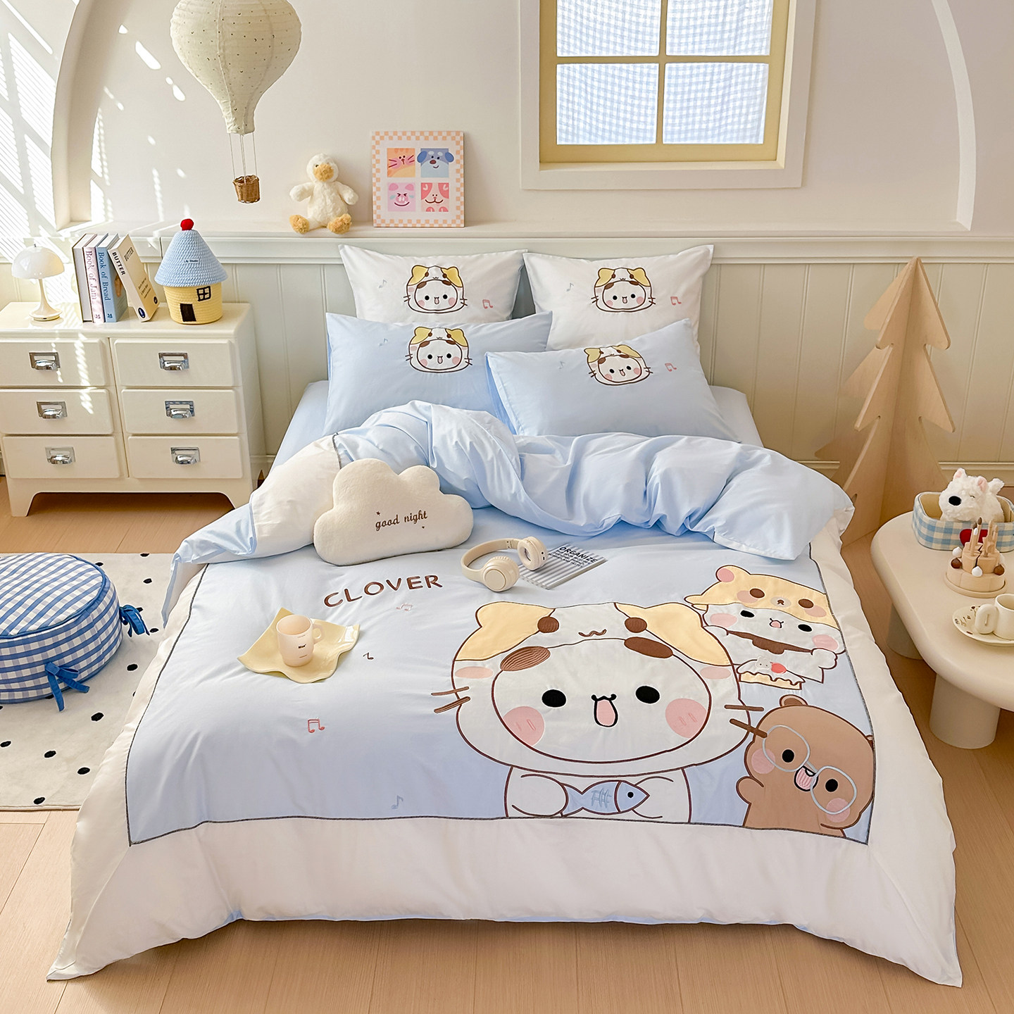 2026新款全棉卡通刺绣四件套可爱布布儿童床品套件单人宿舍三件套,床上用品,床品套件/四件套/多件套,淘宝优惠券,粉丝福利购,淘宝优惠卷