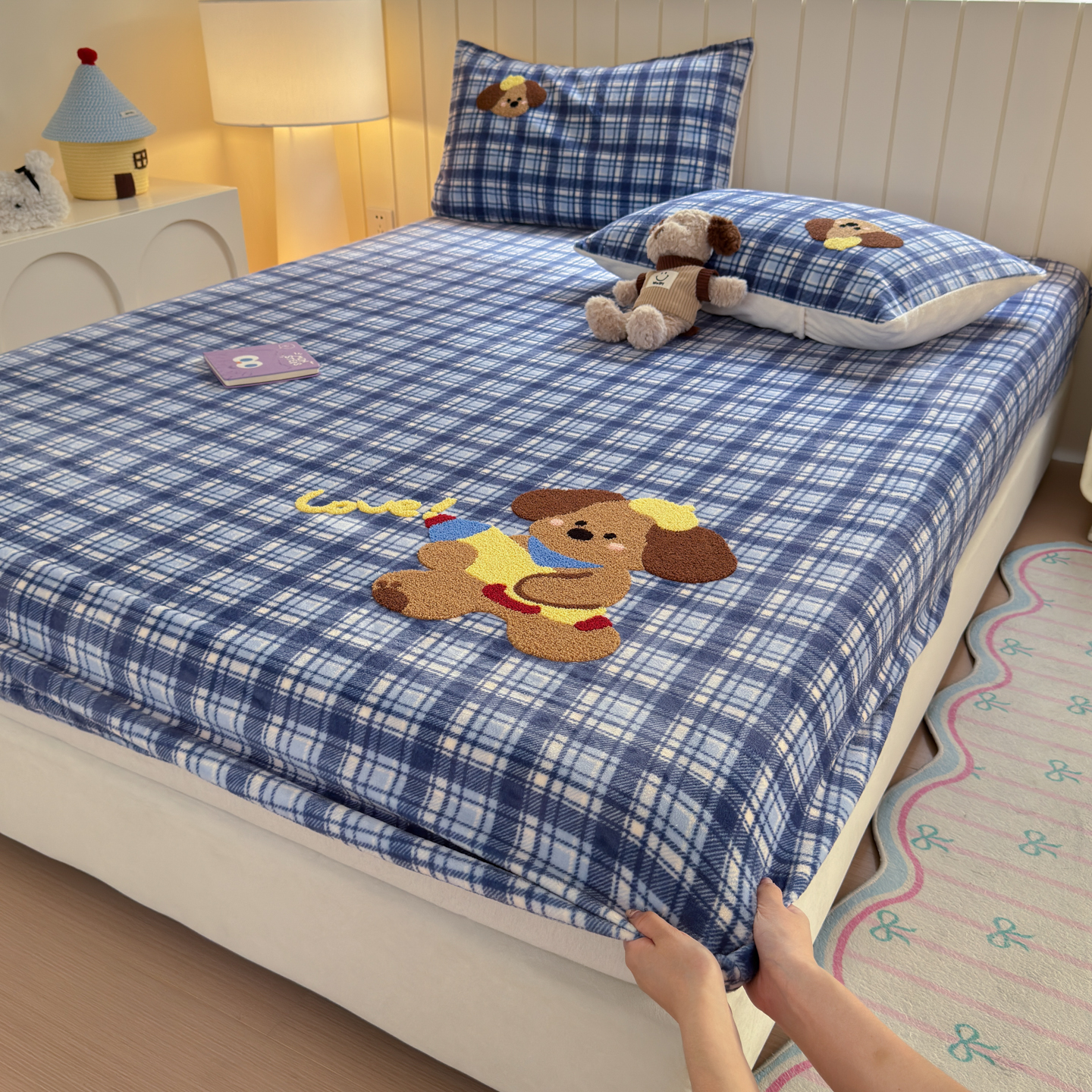 2025新款毛巾绣牛奶绒床笠冬季加绒床罩床笠防滑床单套床垫保护套