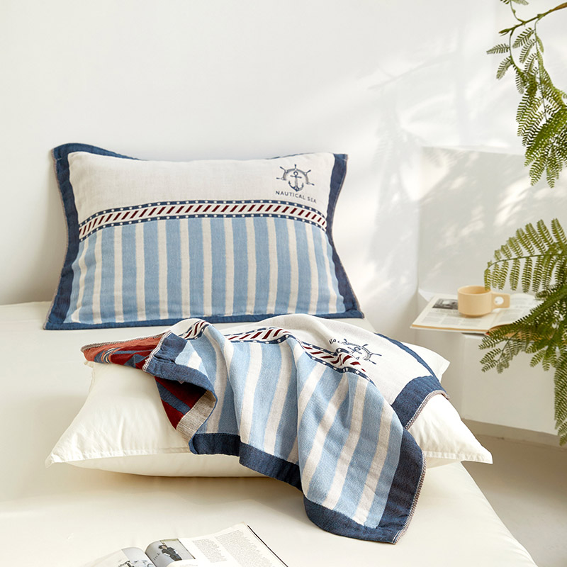 2025新款全棉学院风纱布枕巾一对装枕芯仿头油盖巾学生纯棉枕头巾