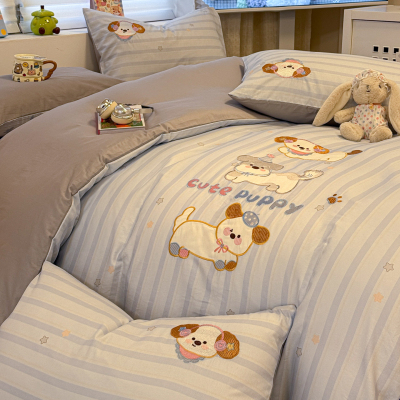 2026新款A类高精密40支13374全棉喷气印花贴布绣四件单人三件套