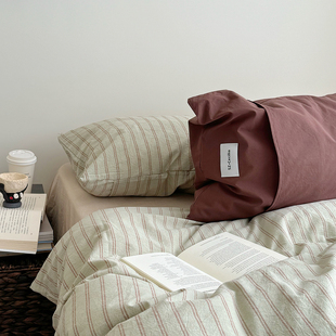 2025新款 纯棉色织水洗棉四件套床单被套双人床品套件床上三件套