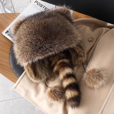 小浣熊尾巴帽网红款可爱