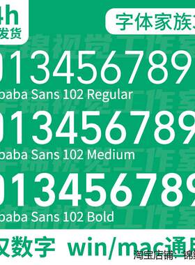 Alibaba Sans 102字体安装包 AI/PS可用Mac/Win 金额数字字体包