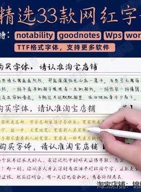 goodnotes/notability字体iPad平板电子手账笔记写手字体word/wps