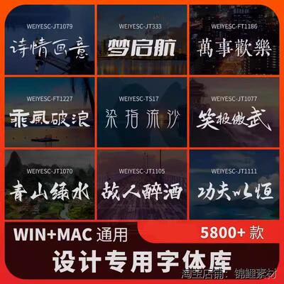 字体包下载中文字库毛笔设计素材苹果/Cdr/Ai/Ae/Pr/Ps