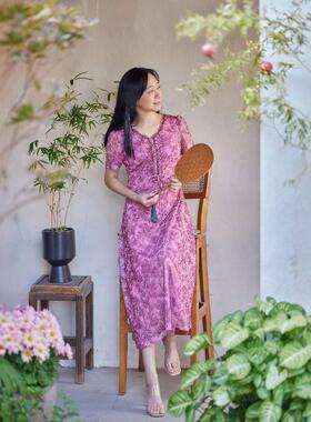 琳丹乐 丹同款 2025新品黑棕花网纱连衣裙58031