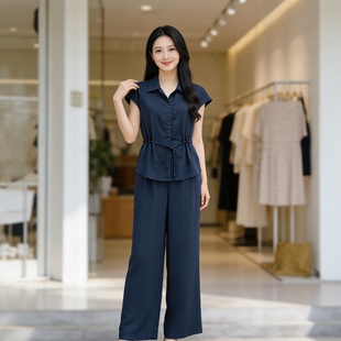 丹同款 休闲时尚 蓝色两件套套裤 68057 琳丹乐2026春夏新品