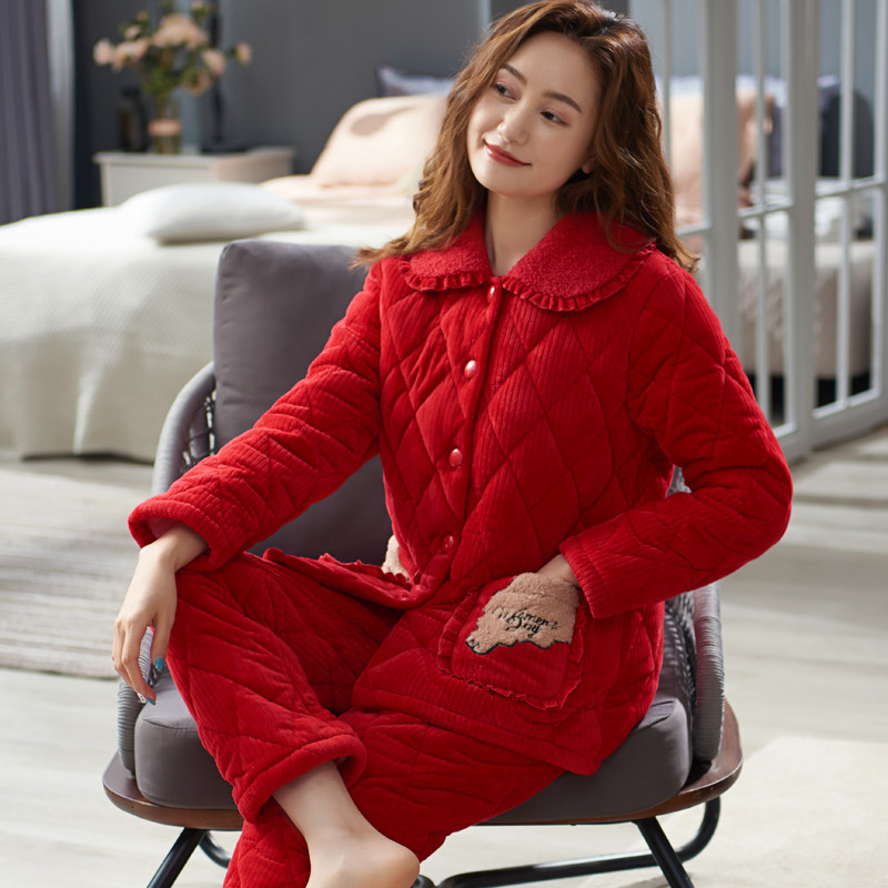 圆人睡衣女冬季加厚加绒珊瑚绒夹棉秋冬红色本命年保暖家居服套装,女士内衣/男士内衣/家居服,睡衣/家居服套装,淘宝优惠券,粉丝福利购,淘宝优惠卷