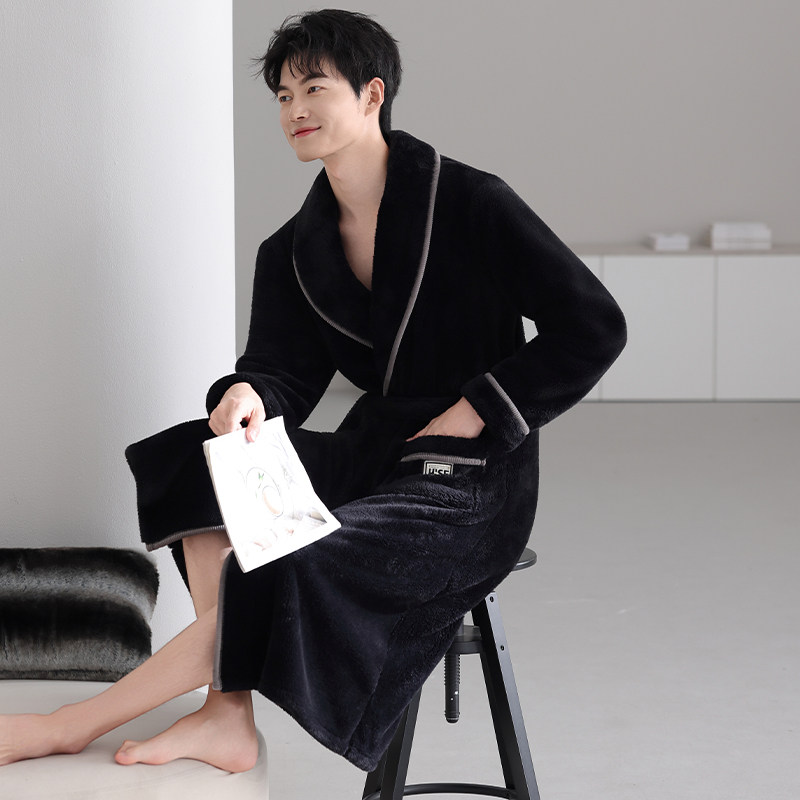 圆人睡衣男士浴袍秋冬法兰绒浴衣长袍加绒加厚中长款珊瑚绒冬睡袍,女士内衣/男士内衣/家居服,睡袍/浴袍,淘宝优惠券,粉丝福利购,淘宝优惠卷