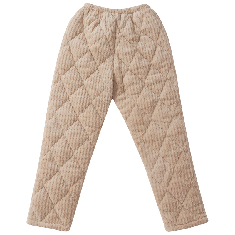 圆人秋冬珊瑚绒夹棉保暖单条睡裤