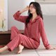 带胸垫 家居服套装 圆人梭织纯棉睡衣女春秋新款 本命年红色2026大码