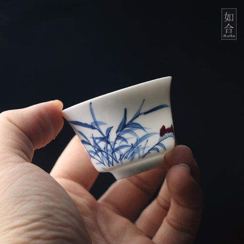 薄胎手绘釉下彩功夫茶杯