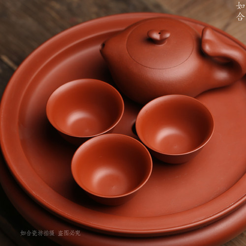 功夫茶杯朱泥反口杯不烫手红泥