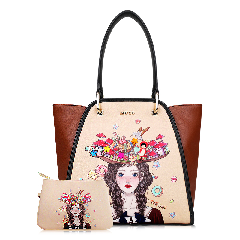 Mu fish bag 2016 new sweet beauty bag personalized printing tide handbag fashion handbag shoulder bag big bag