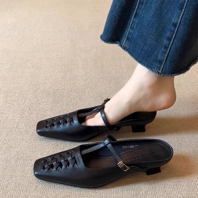 法式绝美玛丽珍鞋女开春小单鞋平底软底软皮镂空小皮鞋不累脚