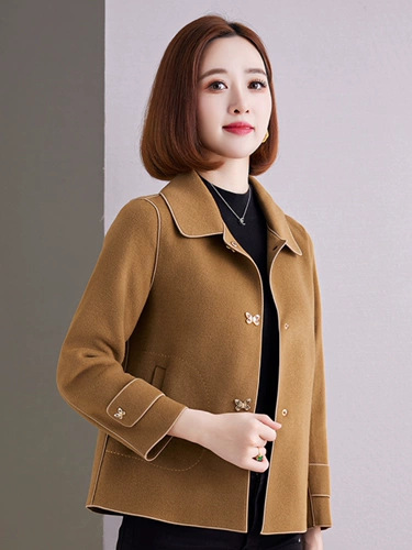 Осенняя элитная куртка, модное двусторонное шерстяное шерстяное пальто для матери, для среднего возраста, в западном стиле