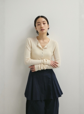 日代 STYLEMIXER Henley neck sheer knit 26SS 亨利领纯色针织衫